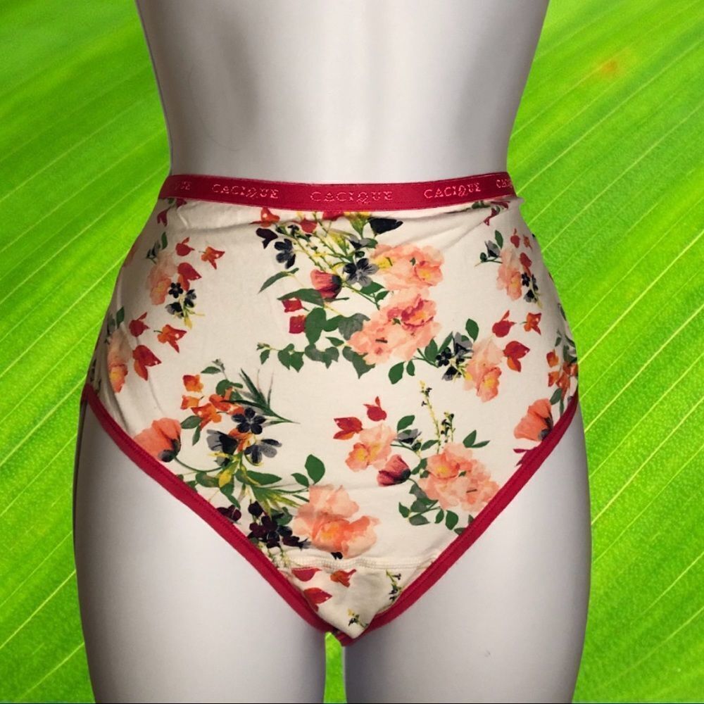 Cacique white panties with floral design Nwot
